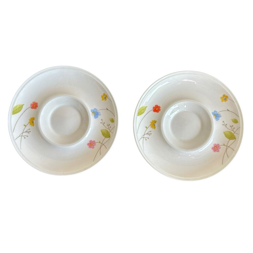 Vintage Mikasa Just Flowers A4-182 Bone China Cup Saucer Plates Japan Set of 2